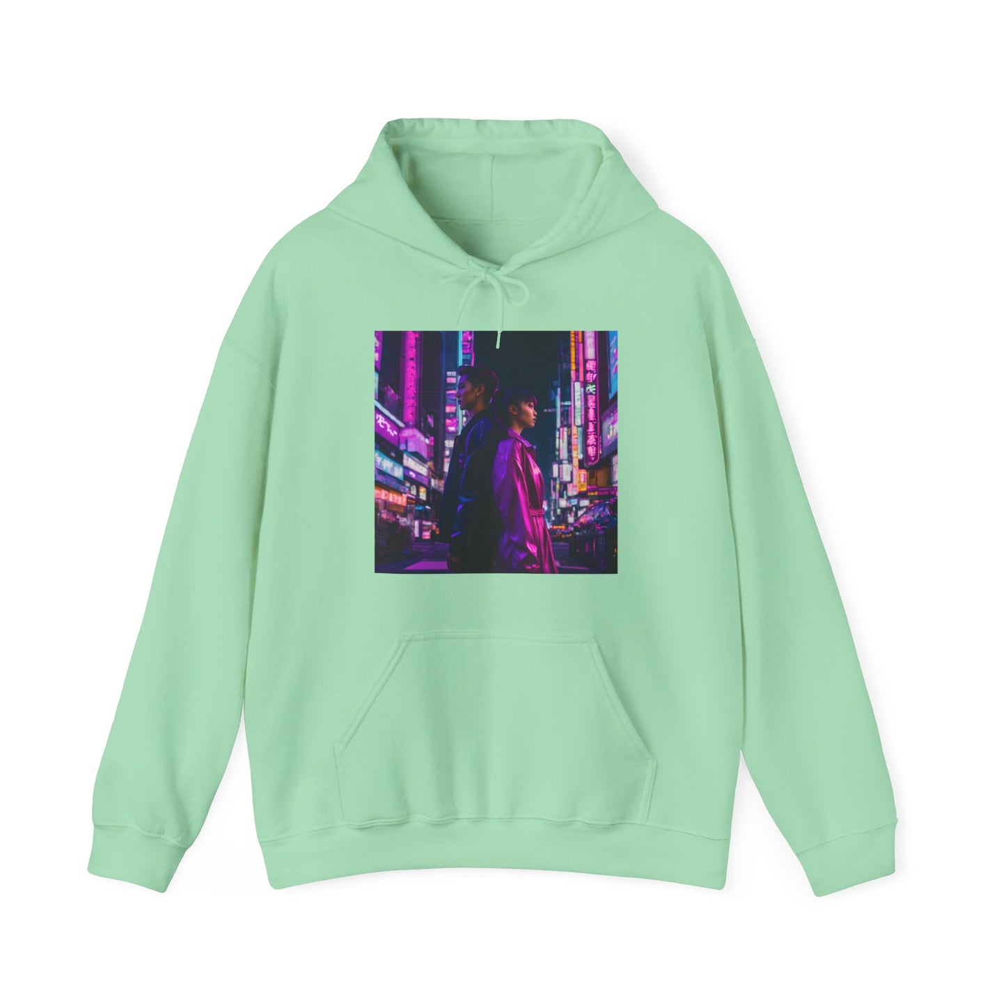 "Midnight in Neo Tokyo" Double Print Unisex Heavy Blend™ Hooded Sweatshirt