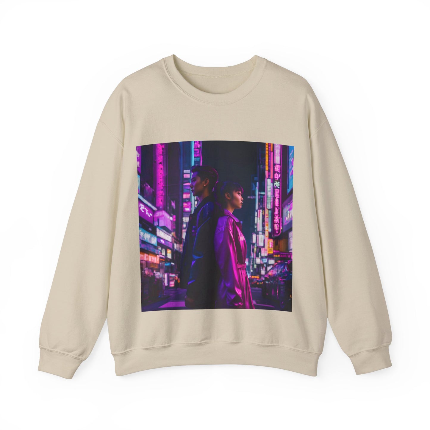 "Midnight in Neo Tokyo" Double Print Unisex Heavy Blend™ Crewneck Sweatshirt