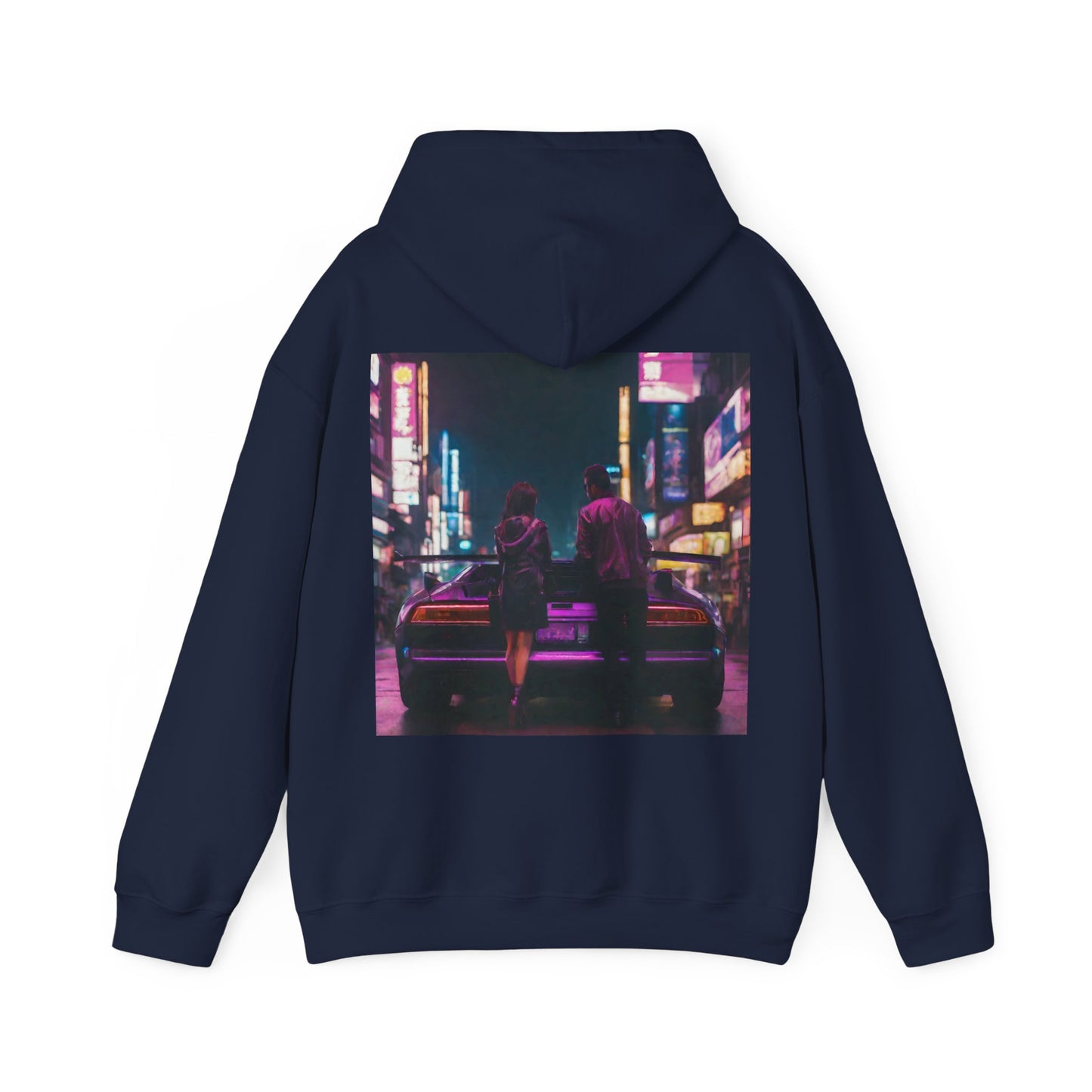 "Midnight in Neo Tokyo" Double Print Unisex Heavy Blend™ Hooded Sweatshirt