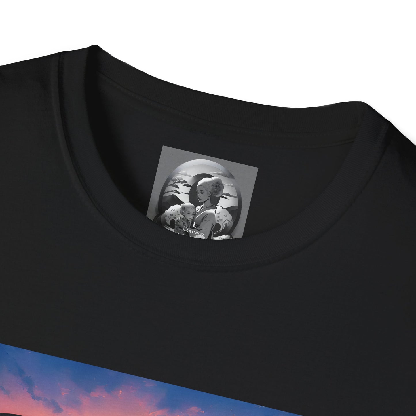 " The Dark Knight watching" Single Print Unisex Softstyle T-Shirt