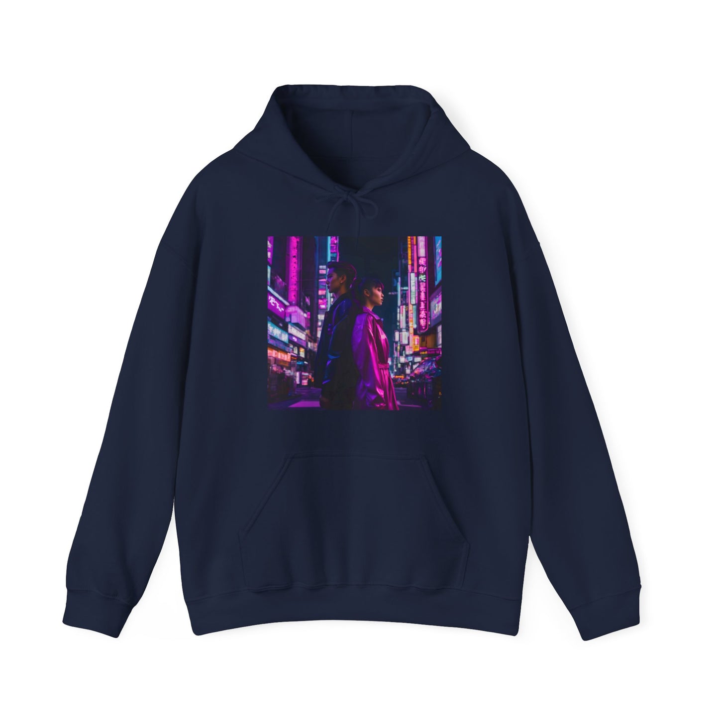 "Midnight in Neo Tokyo" Double Print Unisex Heavy Blend™ Hooded Sweatshirt