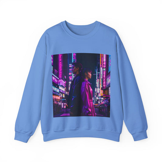 "Midnight in Neo Tokyo" Double Print Unisex Heavy Blend™ Crewneck Sweatshirt