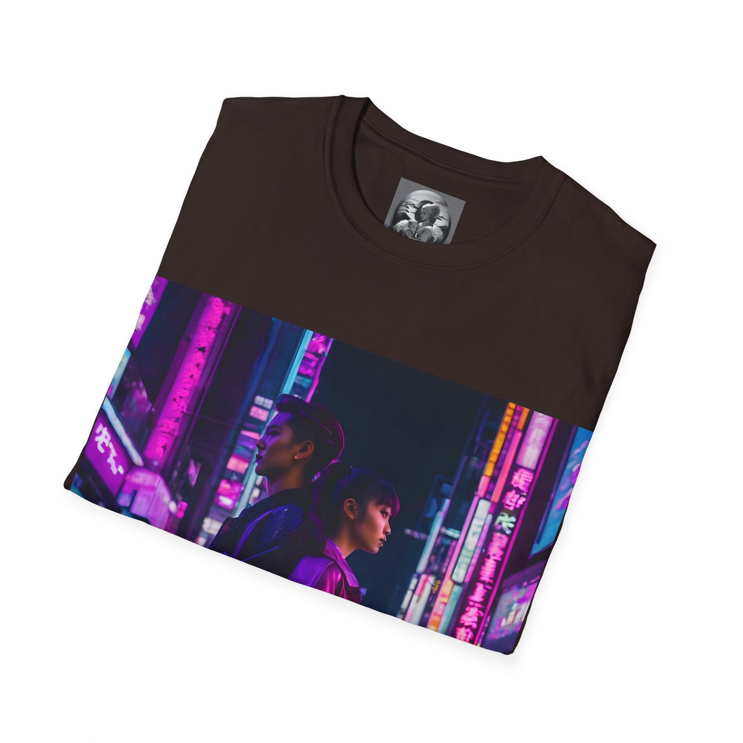"Midnight in Neo Tokyo" Double Print Unisex Softstyle T-Shirt