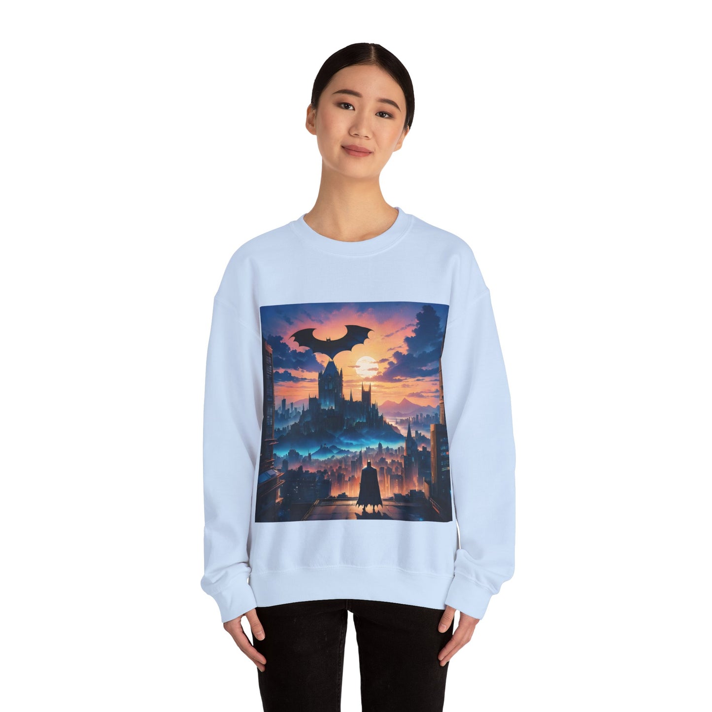 " The Dark Knight watching" Single Print Unisex Heavy Blend™ Crewneck Sweatshirt